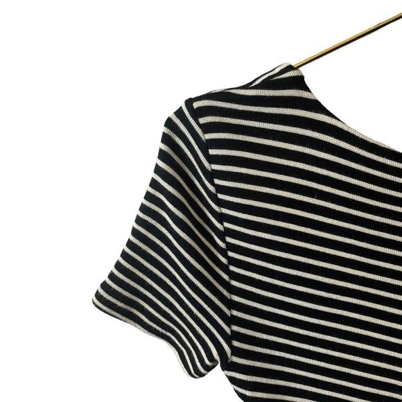 MADEWELL Gallerist Black White Stripes Fit Flare Dress Size Small - Picture 8 of 10
